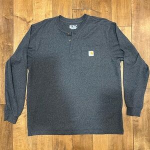 Carhartt Henley Loose Fit Long Sleeve Pocket Tee T shirt L